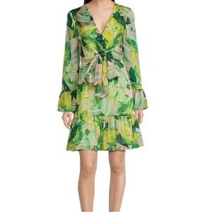 Alex Marie dress tropical floral Stella tiered A-line 16 petite new